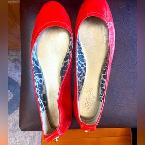 Coach (red) flats with gold embellishment on heel